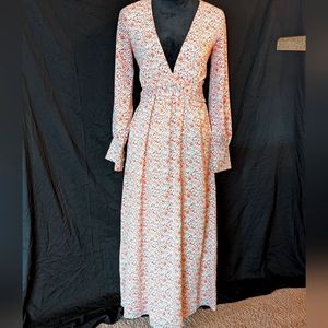 Nasty Gal Boho Floral Deep V Neck Maxi Dress